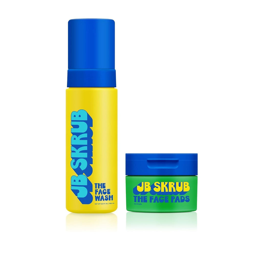 JB SKRUB face wash foaming bottle demonstrates gentle cleansing for sensitive skin