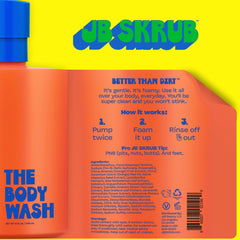 JB SKRUB natural citrus scent bottle to energize shower routine