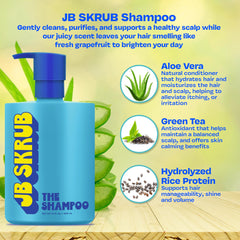 JB SKRUB citrus burst label hints at bright scent and natural botanical care.