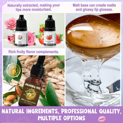 Jcoos jojoba oil nourishes lips, included in the kit for hydration