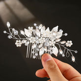 JEAIRTS crystal hair comb with pearls and crystals for timeless bridal sparkle on your wedding