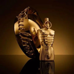 Jean Paul Gaultier Le Male Elixir Absolu Intense spray application shows refined parfum experience for signature scent moments.