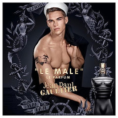 Jean Paul Gaultier Le Male Parfum Intense cap highlighting elegant masculine styling