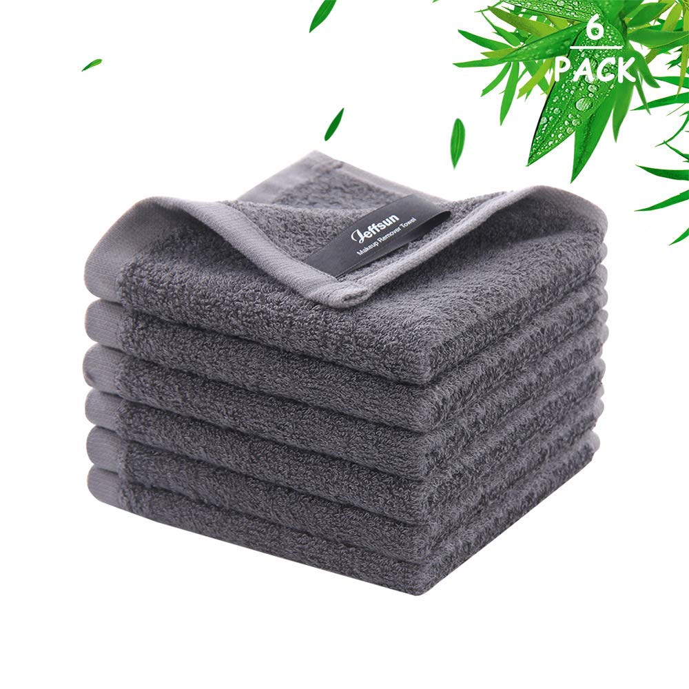 JEFFSUN Wash Cloths pack6 setup for everyday cleansing and makeup removal.