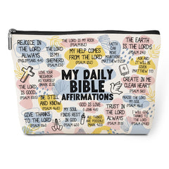 Jeilink daily affirmations makeup bag front view for portable everyday use