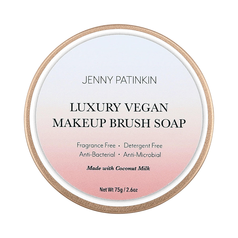Jenny Patinkin makeup brush cleaner soap forms a rich lather for gentle cleansing.