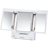 JERDON tri-fold makeup mirror with lights for versatile angles and lighting