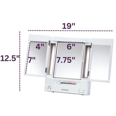 JERDON vanity mirror with day, evening, office, and home lighting options
