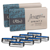 Jeremy's Razors Sprint3 eight-cartridge refills provide consistent close shaves.