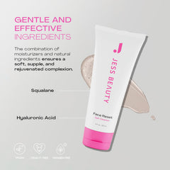 JESS BEAUTY Face Reset Cleanser uses coconut-derived surfactant for gentle cleansing