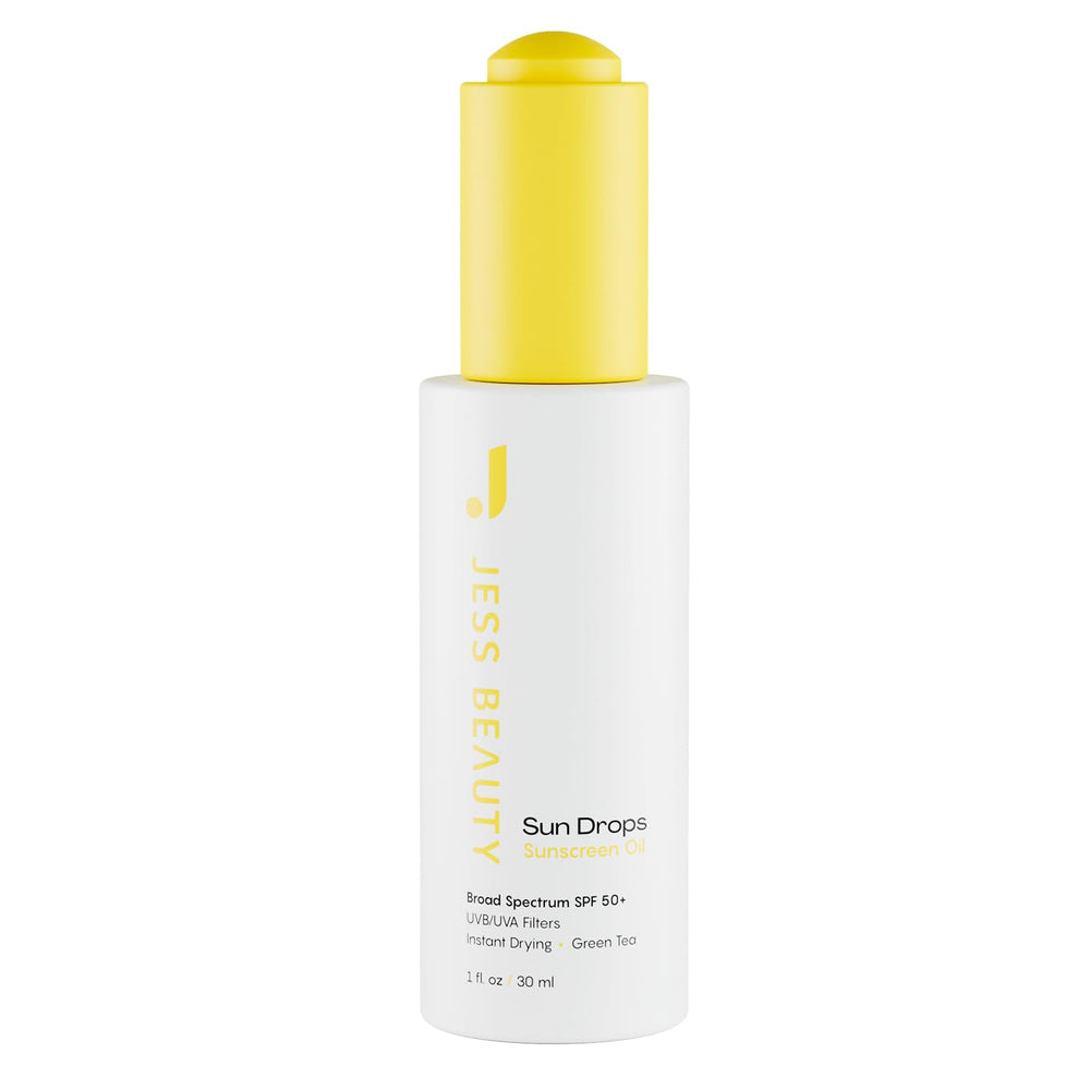 Jess Beauty Face Sunscreen Sun Drops SPF 50 bottle for everyday sun protection.
