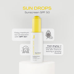Jess Beauty Sun Drops pour shows fast-drying, non-greasy texture for quick absorption.