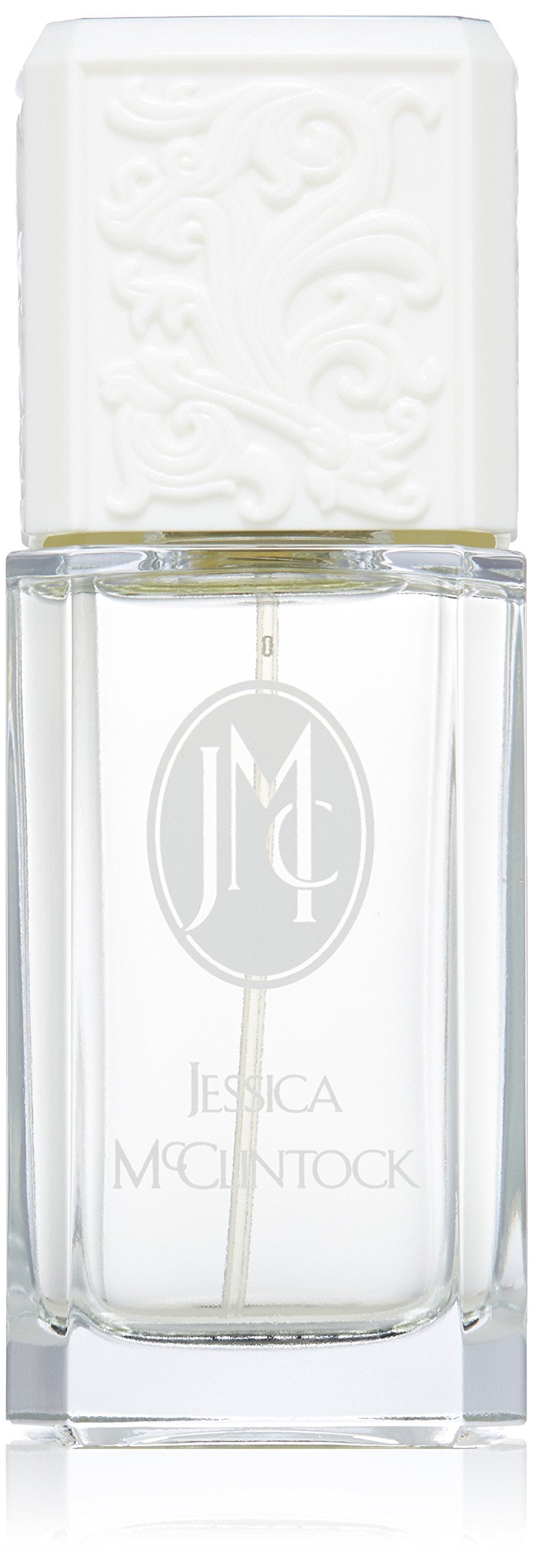 Jessica McClintock EDP bottle portrait suggesting timeless romance and evening wear appeal.