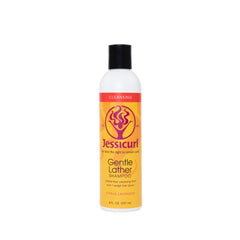 Jessicurl Gentle Lather Shampoo bottle showing color-safe cleansing and moisture-friendly formula.