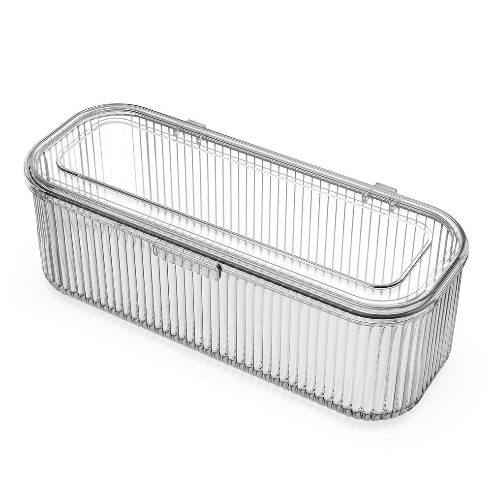 JessLab makeup brush holder organizer with lid keeps tools dust-free