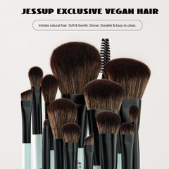 Jessup dual-ended face brush closeup shows space-saving design for quick touch-ups.