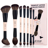 Jessup Peach Dust T600 front view showing versatile makeup brushes for daily use