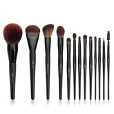Jessup Phantom Black 13pc brush set front view for precise makeup application.