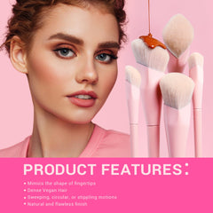 Jessup pink makeup brushes set foundation and concealer brushes for quick even coverage
