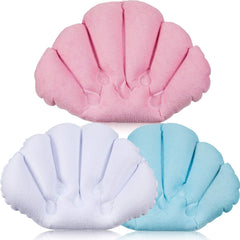Jetec almohada inflable para bañera concha rosa, soporte cómodo para el cuello.