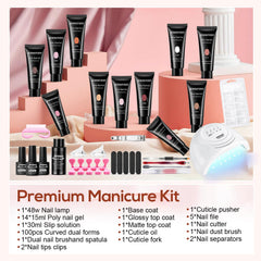 JEWHITENY 14 colors poly gel offers vibrant base options for creative nail designs.