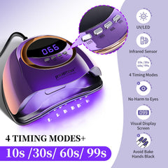 JEWHITENY gel nail curing setup with powerful 300W output for rapid drying.