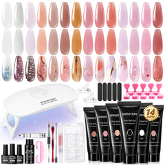JEWHITENY poly nail gel kit cover with color palette for versatile at-home manicures.