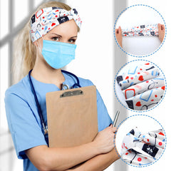 Jexine nurse headbands button design closeup shows convenient mask attachment during shifts.