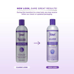 Jhirmack Silver Brightening Purple Shampoo bottle close-up with nourishing ingredients
