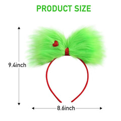 JiaDuo green bow with red heart detail adds festive charm to outfits.
