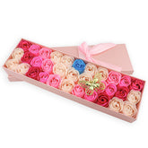 JIALEEY 33-piece floral soap roses in a pink gift box, decorative centerpiece.