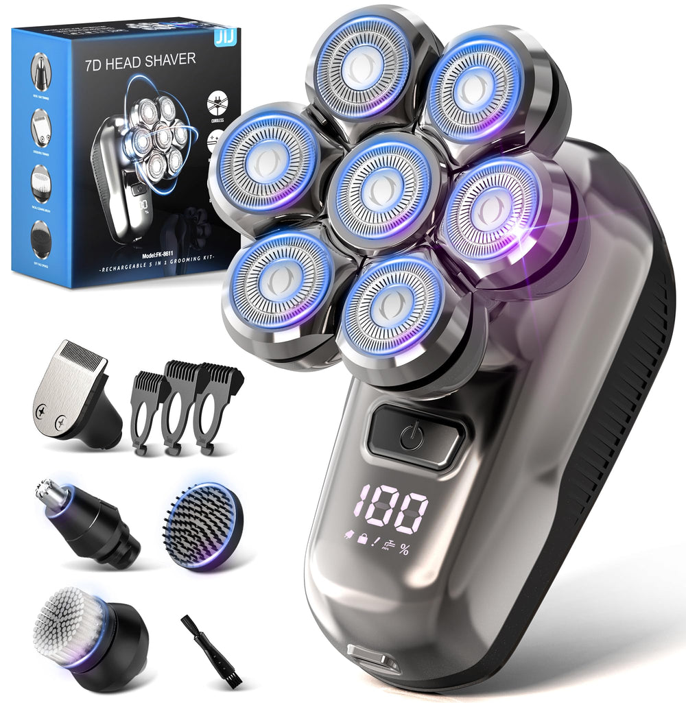 JIJ head shaver bald-head-razor with 7D floating blades for a close, comfortable shave.