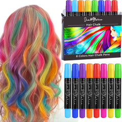 Jim&Gloria Dustless Hair Chalk colors collection with eight vibrant hues for playful looks