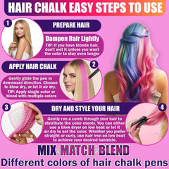 Jim&Gloria Dustless Hair Chalk wash out and dry easily after fun