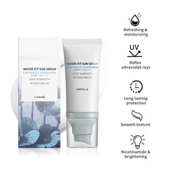 JISKG Centella sun serum bottle close-up showing water-fit formula