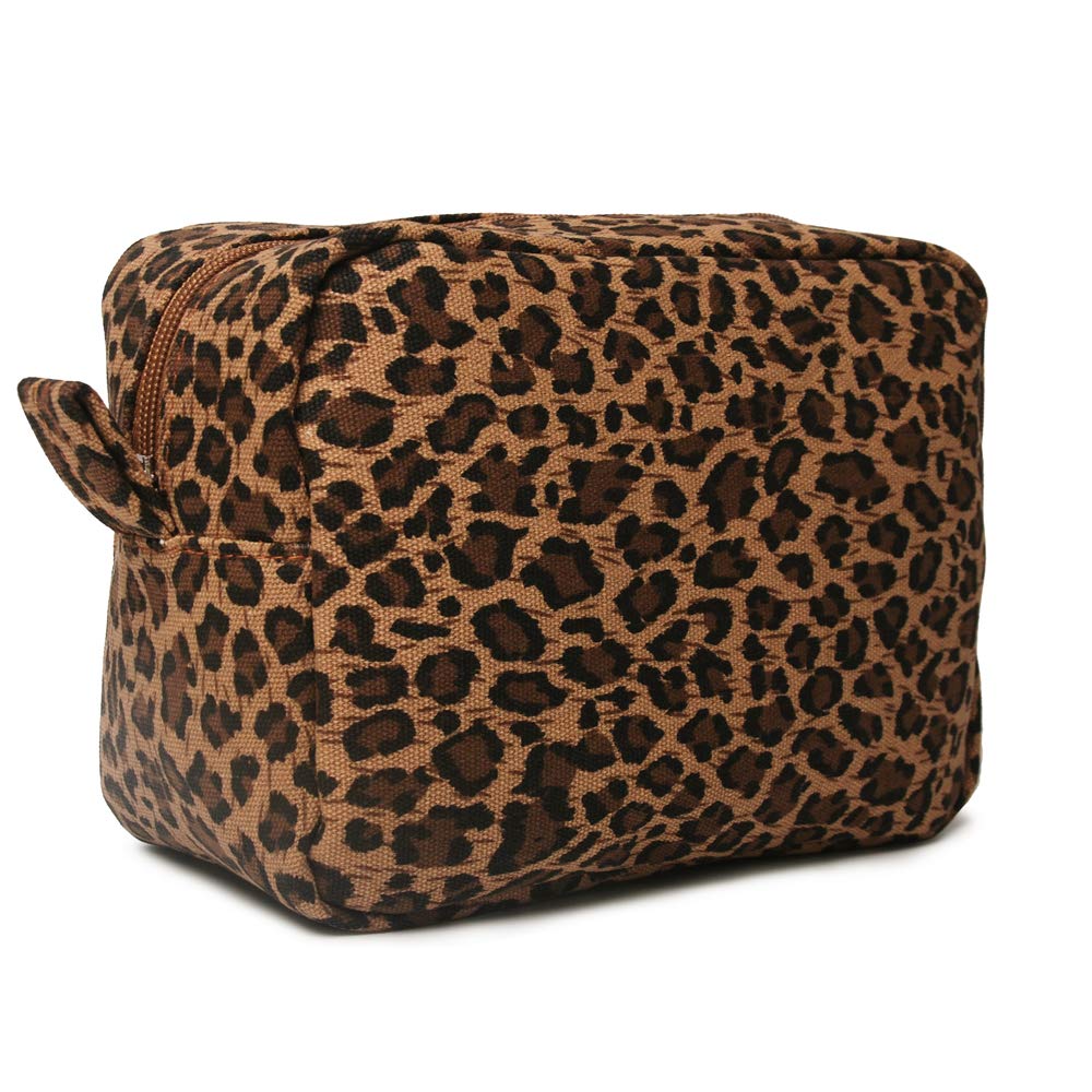JIU HONG CHAO leopard makeup bag offers large capacity for cosmetics on the go.