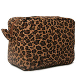 JIU HONG CHAO leopard makeup bag offers large capacity for cosmetics on the go.