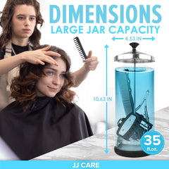 JJ CARE Disinfectant Jar side view emphasizes the stable silicone base for wobble-free operation.