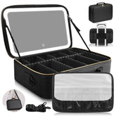 JJhxr large-capacity makeup bag front view with roomy compartments for easy organizing