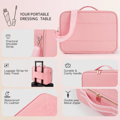 JJhxr makeup bag detachable dividers allow customized storage layout