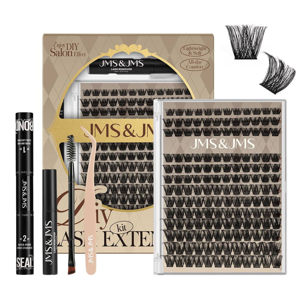 JMS&JMS Lash Clusters Kit contents organized for easy at-home extensions.