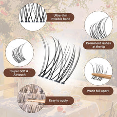 JMS&JMS Lash Clusters Kit ultra-thin invisible band close-up for comfort.