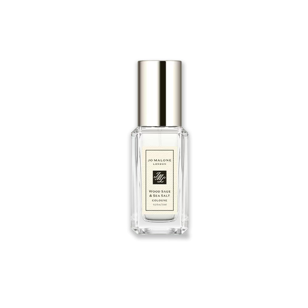 Jo Malone Wood Sage and Sea Salt sample packshot highlights travel-friendly fragrance.