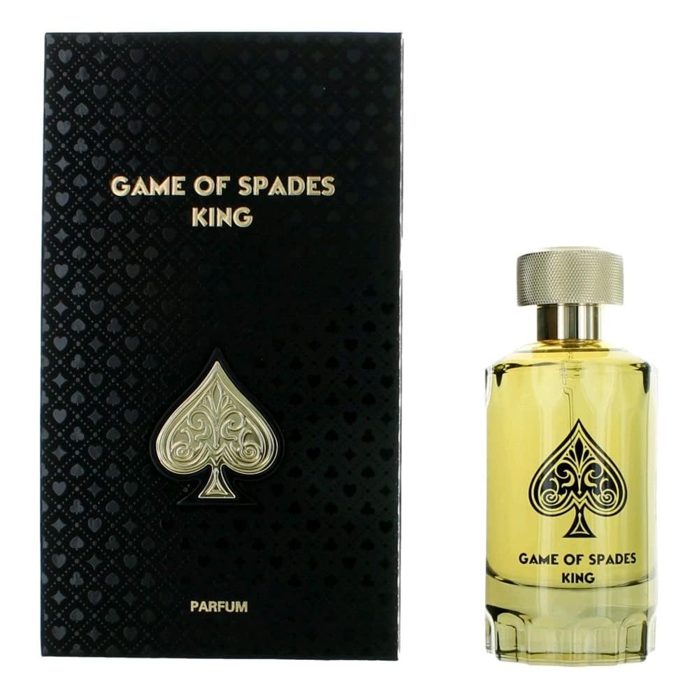 Jo Milano Game of Spades King bottle front, bold unisex fragrance for day-to-night wear.