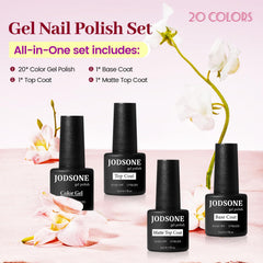 JODSONE base coat and matte/glossy top coats for lasting finishes