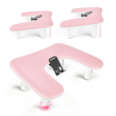 JODSONE pink U-shaped manicure arm rest provides comfortable home salon support.