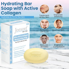JOESOEF SKIN CARE olive oil and collagen soap closeup-texture reveals creamy bar for soft skin