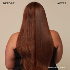 John Frieda Frizz Ease serum smoothing damp hair before styling.