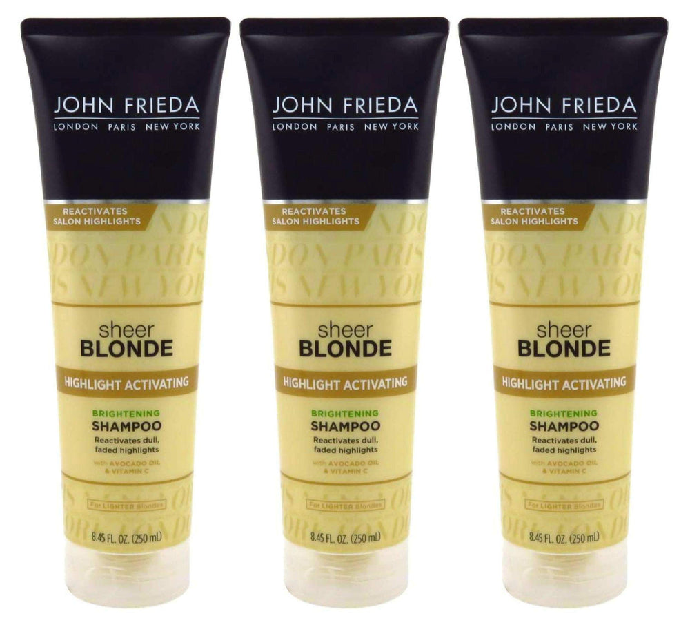 John Frieda Sheer Blonde Shampoo bottle front view for lighter blonde tones.