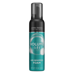 John Frieda Volume Lift Air Whipped Foam bottle delivers airy volume for fine hair.